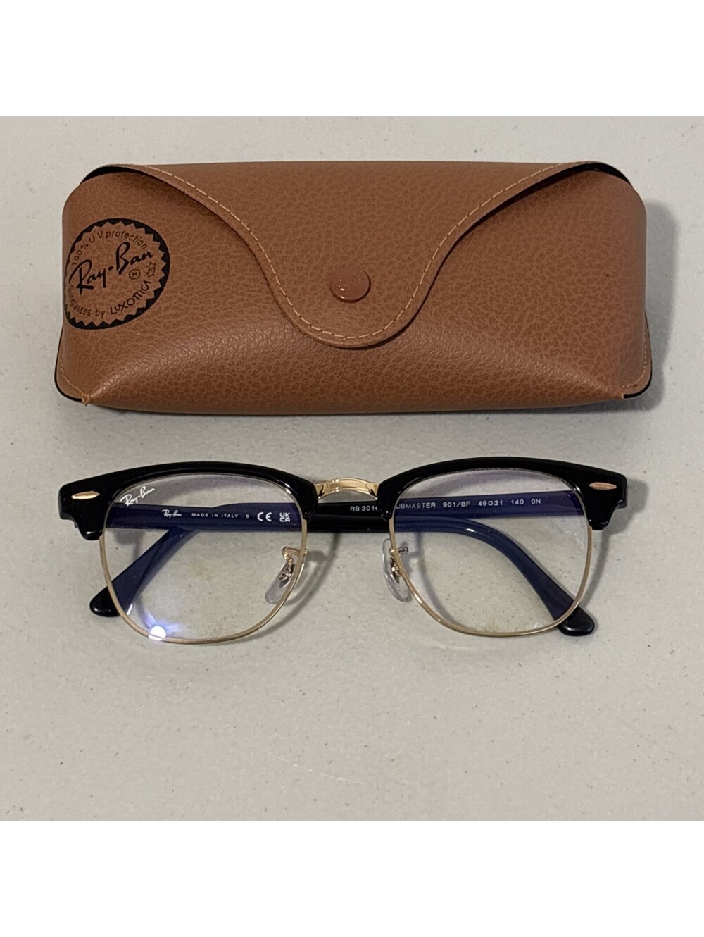 Ray Ban Clubmaster RB3016 Black Gold eyeglasses Frames ONLY